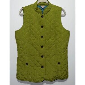J. Jill Quilted Vest Pea Green Mock Neck Button Up Womens Size Medium